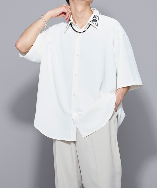 「Ellno Loset」 半袖シャツ MEDIUM ブラック メンズ_画像7