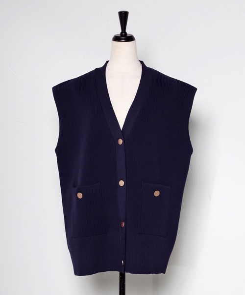 「Bonjour Sagan」 ニットベスト FREE ネイビー レディース_画像3
