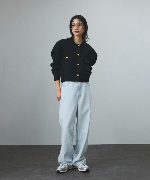 「SALON adam et rope'」 ニットカーディガン FREE ブラック レディース_画像6