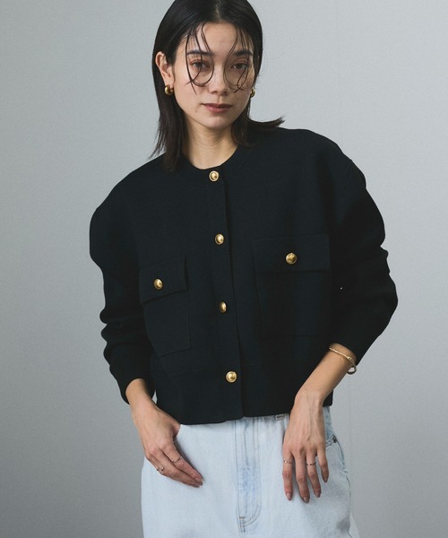 「SALON adam et rope'」 ニットカーディガン FREE ブラック レディース_画像7