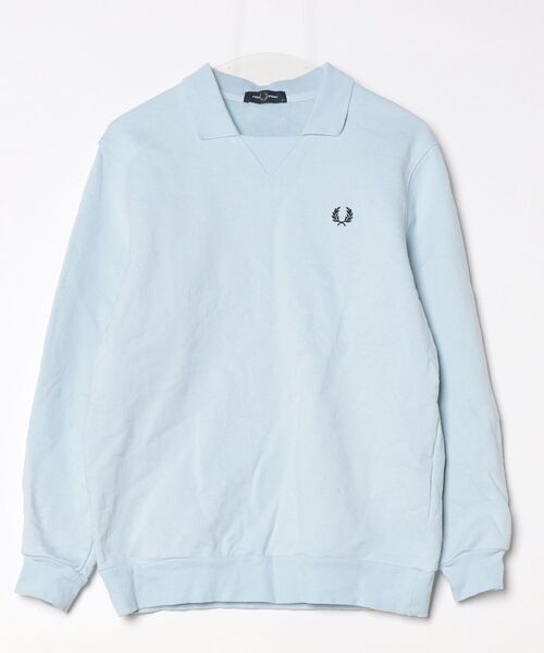 「FRED PERRY」 スウェットカットソー MEDIUM サックスブルー メンズ