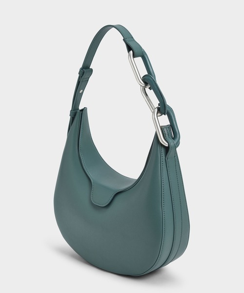 「CHARLES \u0026 KEITH」 ハンドバッグ M ブルーグリーン レディースの画像