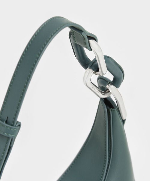 「CHARLES \u0026 KEITH」 ハンドバッグ M ブルーグリーン レディースの画像