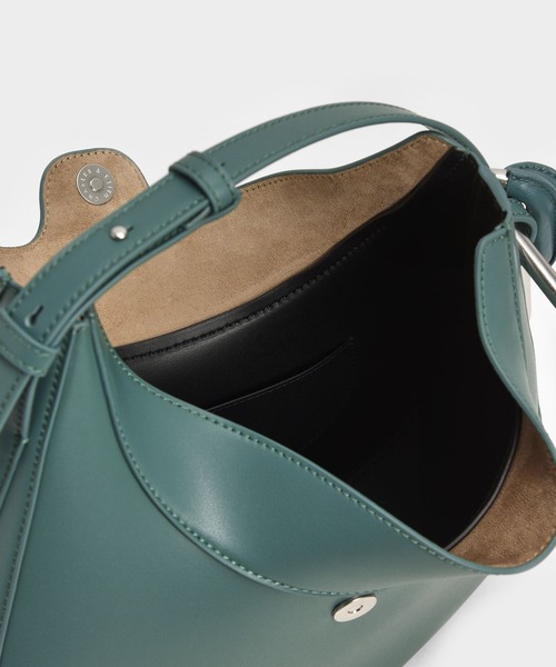 「CHARLES \u0026 KEITH」 ハンドバッグ M ブルーグリーン レディースの画像
