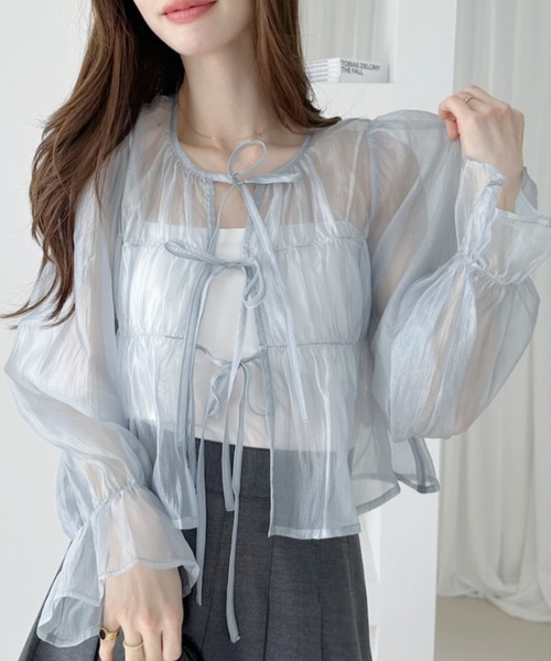 【OFF WHITE】<SEASONAL COLLECTION>シアー 2WAY ブラウス SLY（スライ） ブラウス シャツ SHEER 2WAY TOPS シアー 2ウェイ