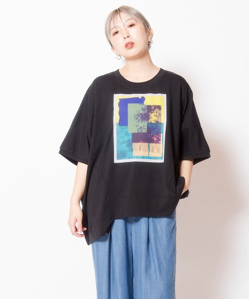 OSMOSIS（オズモーシス） tシャツ 半袖 アシンメトリーグラフィックT