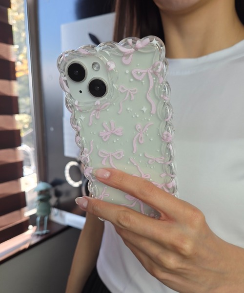 Loco Ocean（ロコオーシャン） スマホケース リボン クリア フリル風