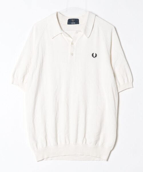 FRED PERRY（フレッドペリー） 半袖ニット L ホワイト メンズ