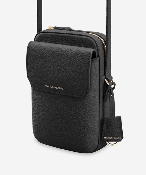 MAISON de SABRÉ スマホショルダー 本革 ブラック ミニバッグ MAISON de SABRE（メゾンドサブレ） ショルダーバッグ バッグ ジップ