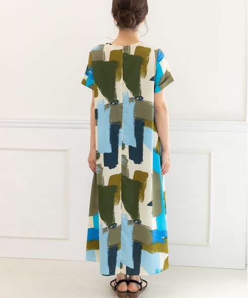 「PREFERIR」 7分袖ワンピース LARGE カーキ レディース_画像7