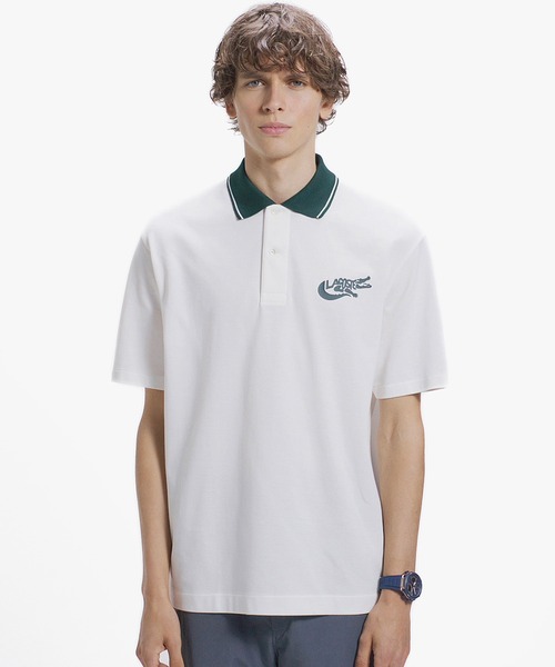 LACOSTE（ラコステ） ポロシャツ 半袖 ワニロゴグラフィックボーダー