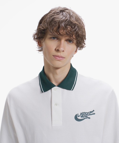 LACOSTE（ラコステ） ポロシャツ 半袖 ワニロゴグラフィックボーダー