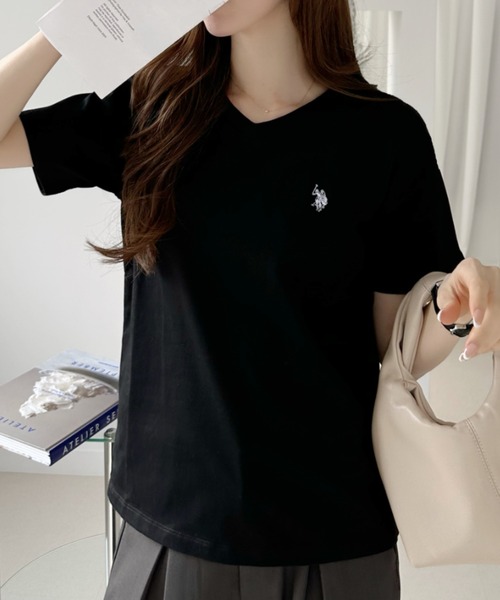 「U.S. POLO ASSN.」 半袖Tシャツ L ブラック レディース_画像3