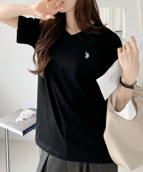 「U.S. POLO ASSN.」 半袖Tシャツ L ブラック レディース_画像4