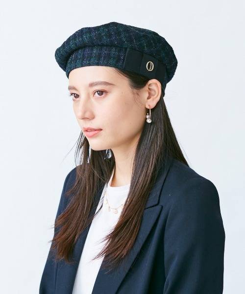 ［新品未使用］Chapeau d' O  Tweed Beret Chapeau d' O TM Tweedy Beret | 57.5cm(75) BLACK (01
