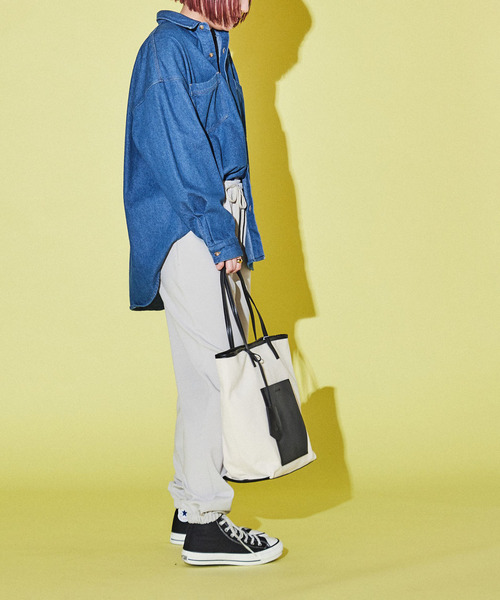 トートバッグ バッグ アウトポケットトートバッグ CONVERSE 本体 合成皮革　裏地