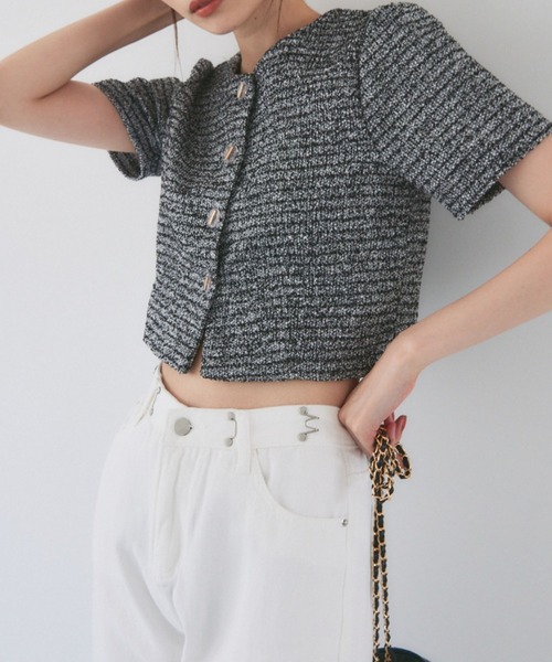 FENNEL ミックスツイードノーカラーショートジャケット ミックスツイードノーカラー ジャケット|ANAYI OFFICIAL ONLINE