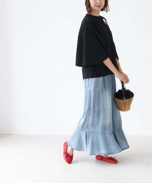 ワイドパンツ ジーンズ デニム デニムパンツ フレア裾のデザインデニムパンツ レディース | sanpo kuschel | 10