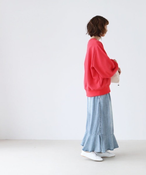 ワイドパンツ ジーンズ デニム デニムパンツ フレア裾のデザインデニムパンツ レディース | sanpo kuschel | 12