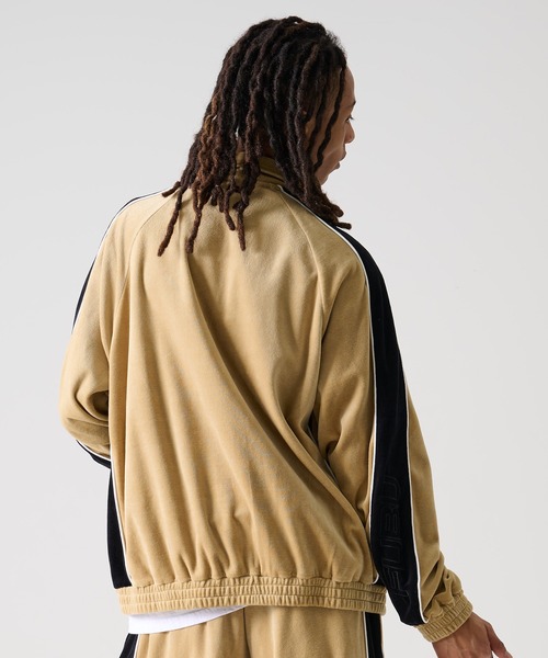 FUBU ロゴ 刺繍 フルジップ ベロア トラックジャケット ジャージ XL FUBU（フブ） ブルゾン アウター ブランド ロゴ 刺繍 長袖 フルジップ
