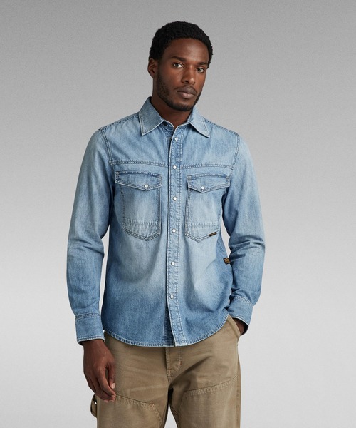 極美品【g-star raw】 XXL/ウエスタン デニム シャツ d12697-d013_0.jpg