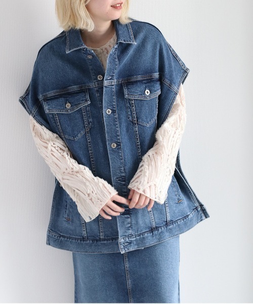 cepo（セポ） ベスト ジレ デニムポンチョ「セットアップ可能