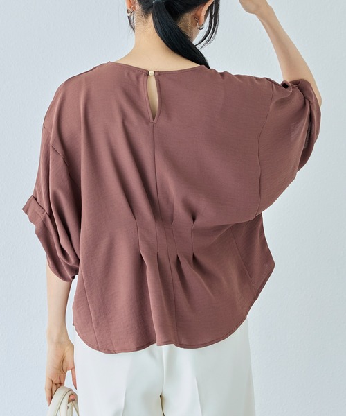美品 アドーア ウール バックタック ブラウス 長袖 ドルマンスリーブ グレー 美品 アドーア ウール バックタック ブラウス 長袖 ドルマン