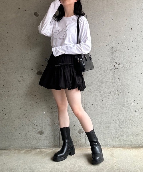 tシャツ ビッグリボンロゴ刺繍Tシャツ レディース リボン刺繍ビッグTシャツ[fu168] | レディースファッション通販