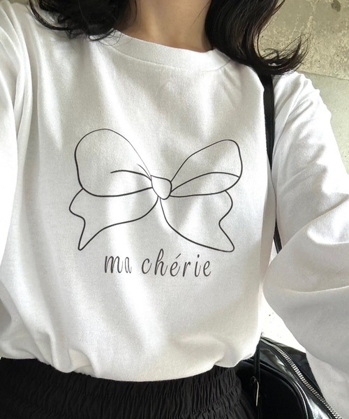 tシャツ ビッグリボンロゴ刺繍Tシャツ レディース リボン刺繍ビッグTシャツ[fu168] | レディースファッション通販