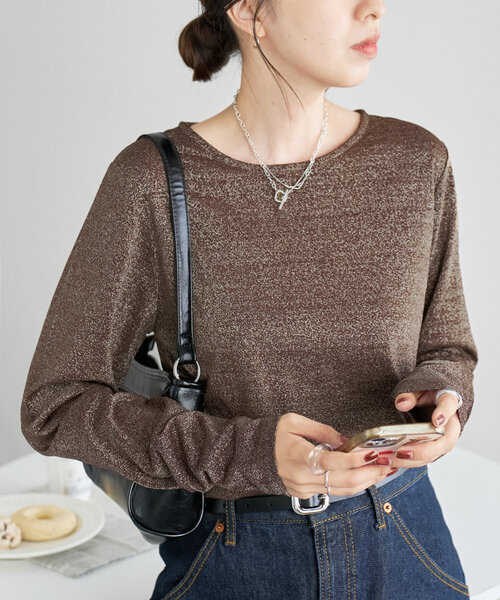 Discoat（ディスコート） tシャツ 「WEB限定」ラメロングスリーブ