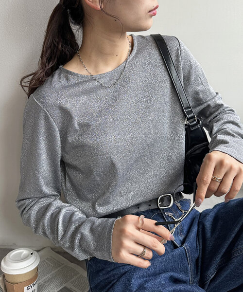 Discoat（ディスコート） tシャツ 「WEB限定」ラメロングスリーブ