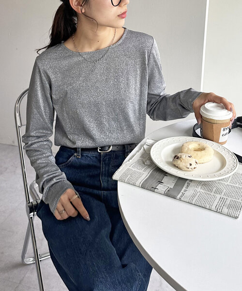 Discoat（ディスコート） tシャツ 「WEB限定」ラメロングスリーブ