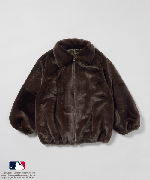 JUN&ROPE フェイクファーブルゾン 黒 ROPE'（ロペ） コート アウター 「MLB COLLECTION BY JUN」フェイク