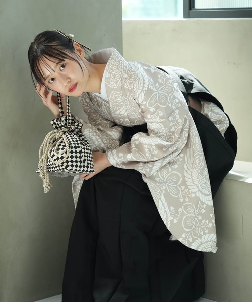 ♡*。゜ 袴セット 卒業式 袴 セット 購入 大正浪漫な大柄きもの レトロ配色 身長約