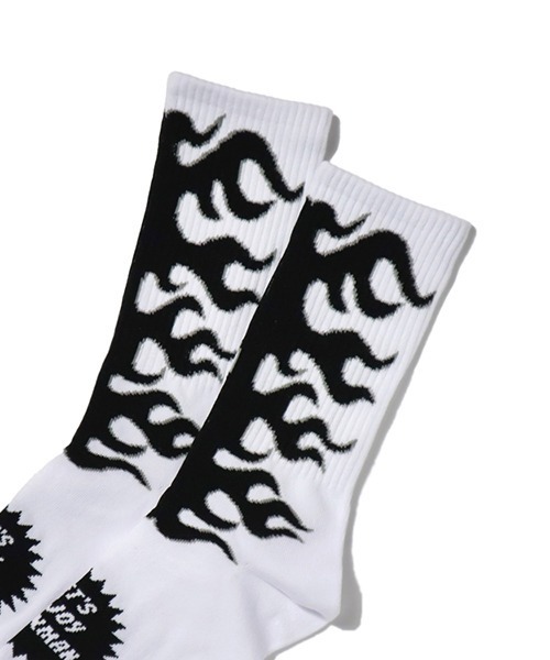 Readymade FIRE CREW SOCKS  白黒各々1足ソックス 靴下 COOKMAN（クックマン） 靴下 ソックス Crew Socks Flame ファイアー