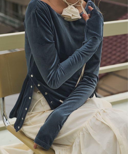 loin nuit tシャツ side slit velours tops/ サイドスリット