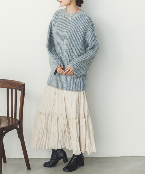 hunch スカート 光沢ワッシャー ランダムプリーツスカート