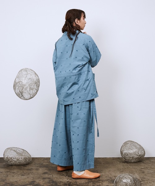 ワイドパンツ スラックス LogoカットJQボリュームワイドPT メンズ レディースの画像