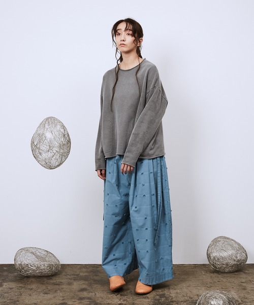 ワイドパンツ スラックス LogoカットJQボリュームワイドPT メンズ レディースの画像