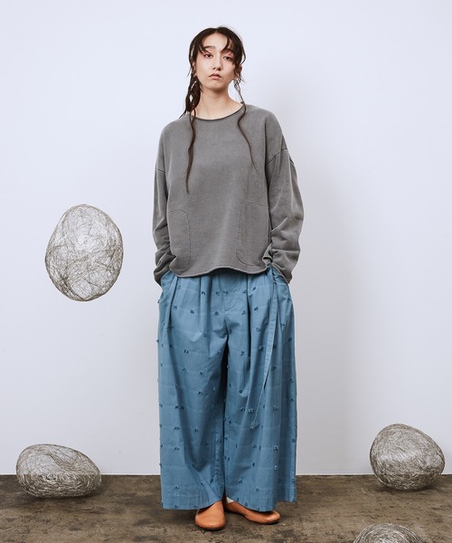 ワイドパンツ スラックス LogoカットJQボリュームワイドPT メンズ レディースの画像