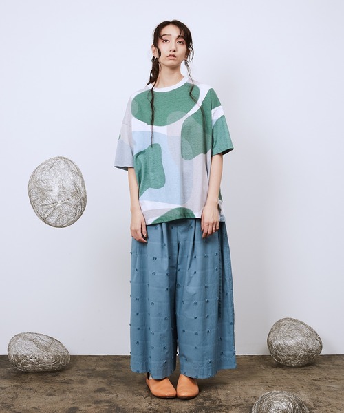 ワイドパンツ スラックス LogoカットJQボリュームワイドPT メンズ レディースの画像