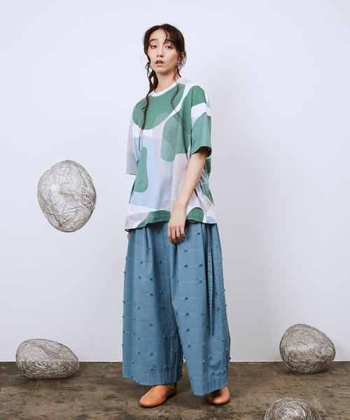 ワイドパンツ スラックス LogoカットJQボリュームワイドPT メンズ レディースの画像