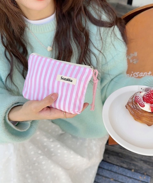 Mignonjour ポーチ FReePLACe/ストライプミニポーチ X12358