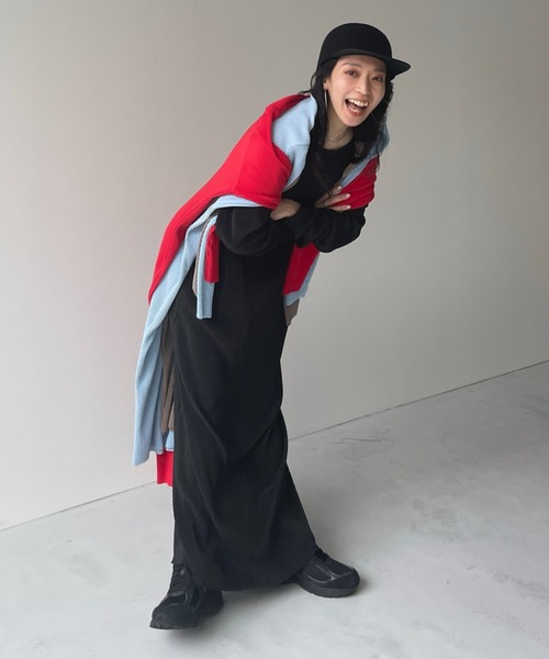 wee9s ワンピース daily super stretch crew neck pleats one