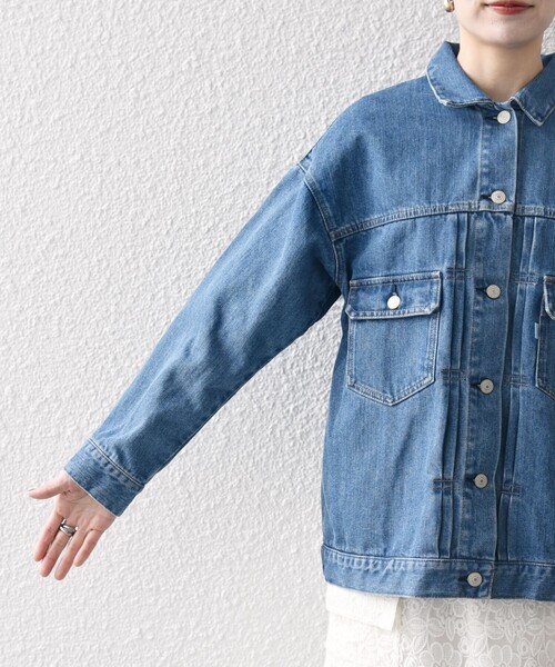 SHIPS any デニムジャケット フリーサイズ SHIPS any: ノーカラー デニム ブルゾン［SHIPS any DENIM］ （G