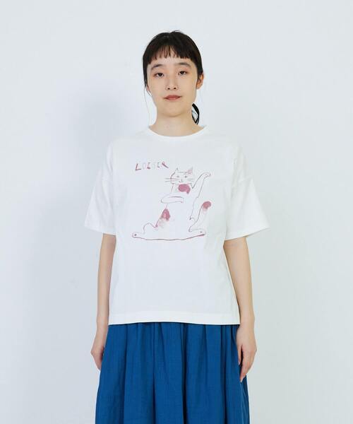 tシャツ 「アーティストコラボ」LOISIR×TORANEKOBONBONイラストプリントTシャツ レディース LOISIR tシャツ 「アーティストコラボ」LOISIR×TORANEKOBONBON