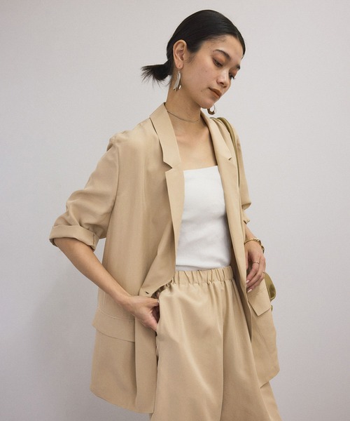 ブラウス シャツ 「25SS」GENTLE SILK ハーフスリーブジャケット「セットアップ対応・洗える」 レディース SALON adam et rope' ブラウス シャツ 「25SS」GENTLE SILK