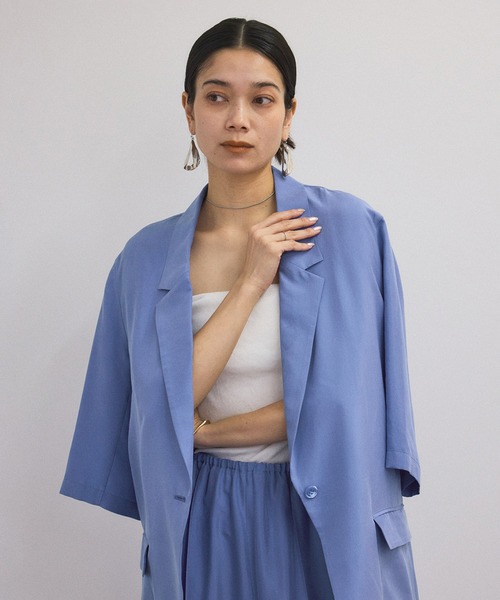 ブラウス シャツ 「25SS」GENTLE SILK ハーフスリーブジャケット「セットアップ対応・洗える」 レディース