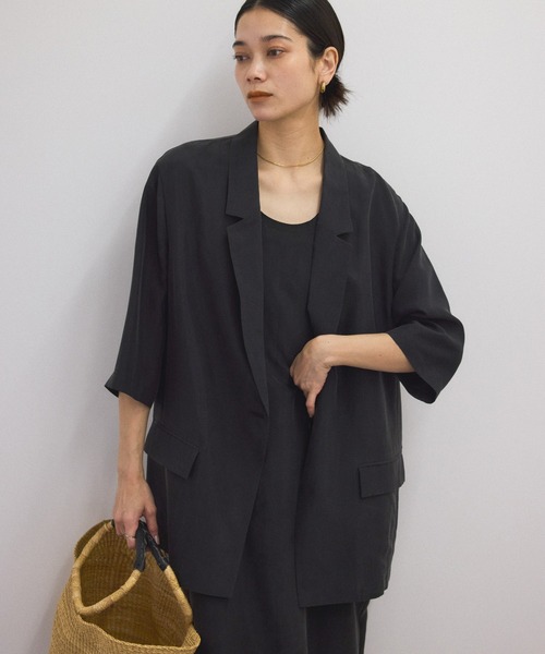 ブラウス シャツ 「25SS」GENTLE SILK ハーフスリーブジャケット「セットアップ対応・洗える」 レディース SALON adam et rope' ブラウス シャツ 「25SS」GENTLE SILK