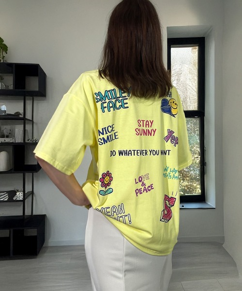【きいろハート】Tシャツ Candlestick tシャツ レトロ グラフィック アート オーバー